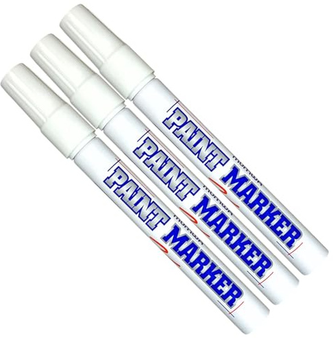 Paint Markers Oil-based Pen Permanent Waterproof Car Tire Tread Rubber Metal - 3 pcs (White)