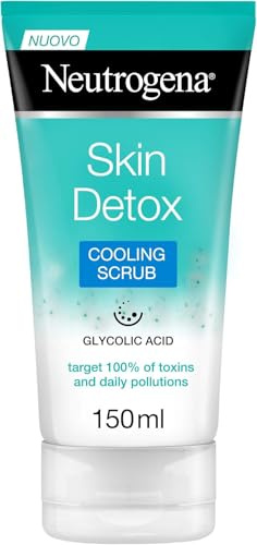 Neutrogena Skin Detox Esfoliante Viso ad Azione Rinfrescante, Scrub viso in gel per la pulizia del viso arricchito con Acido Glicolico, Detergente viso contro tossine e inquinamento, 150 ml