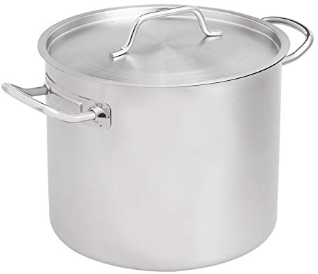 Amazon Basics 11.4 litres Stainless Steel Aluminium-Clad Stock Pot with Cover, Silver (Previously AmazonCommercial brand)