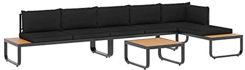 vidaXL Garten Ecksofa Set 4-TLG. mit Auflagen Gartenmöbel Sofa Lounge Gartensofa Gartenset Sitzgruppe Sitzgarnitur Garten Garnitur Aluminium WPC