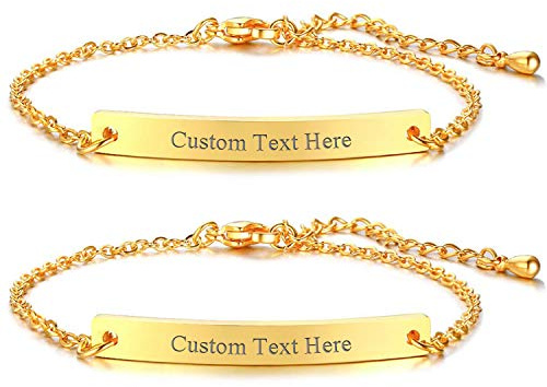 JewelryWe Damen Herren Armband mit Gravur, Edelstahl Paare Pärchen Armkette BFF Freundschaftsarmband Familie Armreif Silber Gold Rosegold Schwarz