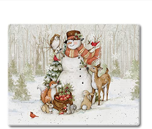 CounterArt Winter Forest 3mm Tempered Glass Cutting Board 10” x 8” Charcuterie Board Cheese Board Bar Board