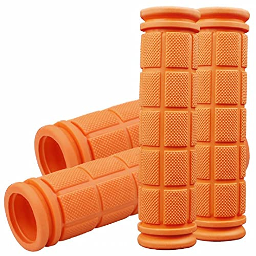CHUNZEXI 4 PCS Bike Handlebar Grips, Rubber Bicycle Bar Grips Replacement, Non-Slip Handle Grips for Kids Bikes, Scooters, BMX, Mountain & Cruiser Bikes (Orange)