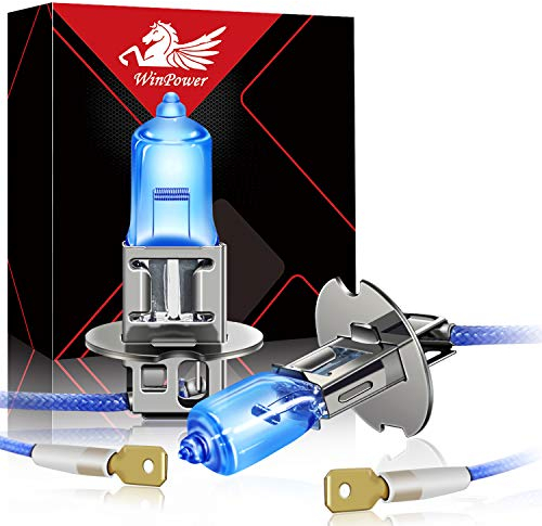 WinPower H3 55W Halogen Nebelscheinwerfer Scheinwerferlampen 5000K Warmweiß Superhelle Fernlicht/Abblendlicht Scheinwerferlampe 12V Auto, 2 Stück