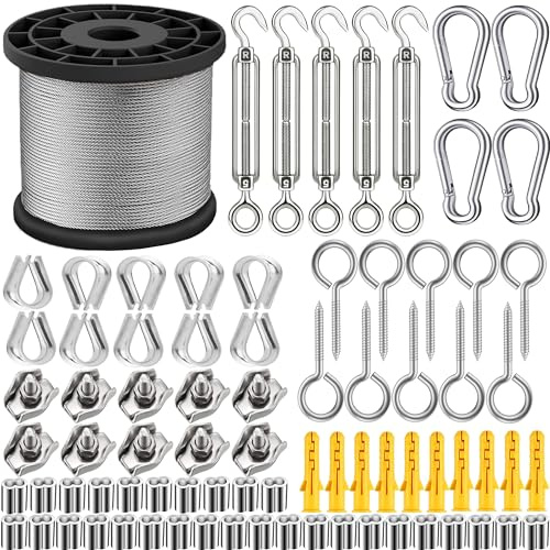 GZFTMKOBNS 2MM Garden Wire for Climbing Plants, 50m Heavy Duty 304 Stainless Steel Cable Rope Kit With M5 Turnbuckle Wire Tensioner