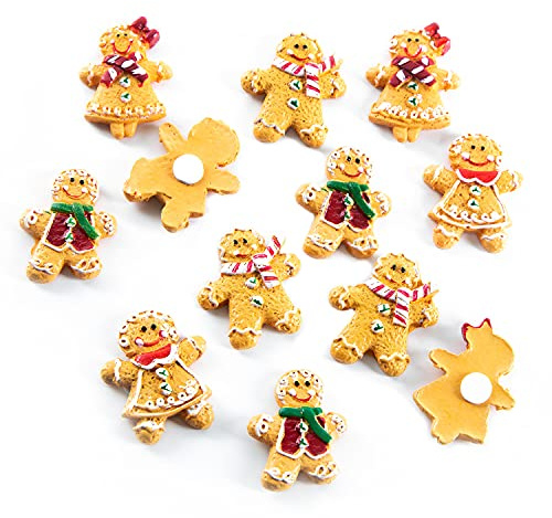 Logbuch-Verlag Lebkuchen Streudeko mit Klebepunkt – 12er Set Lebkuchenmänner & Lebkuchenfrauen aus Kunststein – 3,5 cm – Weihnachtsdeko zum Basteln, Kleben & Verzieren