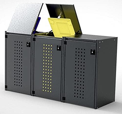 Mülltonnenbox 3x120L mit Kippdach aus Aluminium RAL-7016 Anthrazit, Mülltonnenhaus