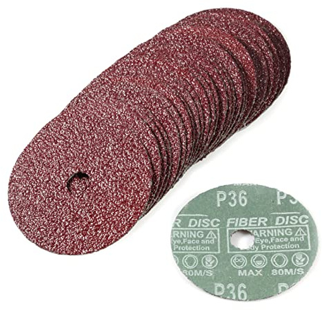 SPEEDWOX 25pcs 36 Grit Aluminum Oxide Resin Fiber Sanding and Grinding Discs, 4-Inch x 5/8-Inch Center Hole Abrasive Disc for Angle Grinders