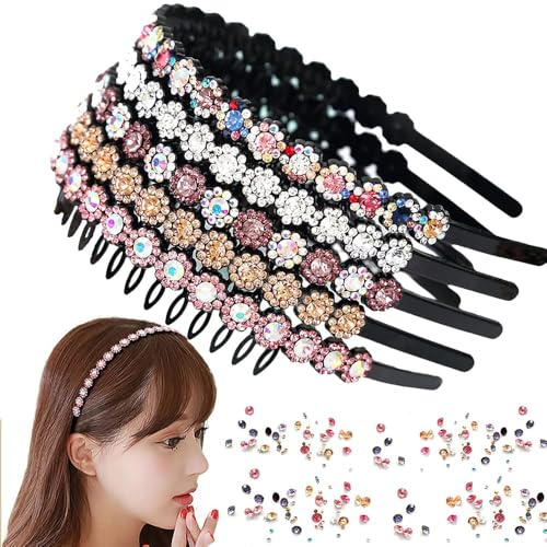 5 Stycken Strass Hårband, Kristallsida Fashionabla, Elastiskt Pannband, Kristall Huvudkedja, Hårsmycke För Damer, Kvinnor, Flickor