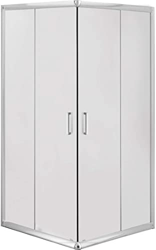 VBChome Duschkabine 90x90 Chrom mit Milchglas Quadrat Eckeinstieg Duschwand Schiebetür Duschabtrennung Sicherheitsglas Dusche Duschtrennwand Modern Elegante Hohe Qualität