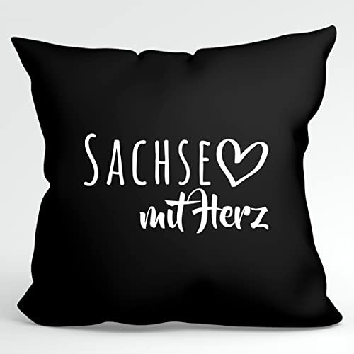 Huuraa Kopfkissen Sachse mit Herz Geschenk 40x40cm mit Füllung Black Baumwolle Sachse Deko