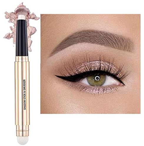 Metiplou Sombra de ojos con bolígrafo, sombra de ojos en crema con purpurina, sombra de ojos suave, nude mate, paleta coreana, base líquida