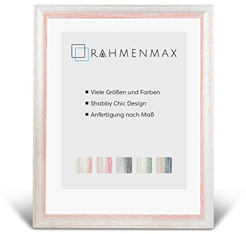 RahmenMax® Attika Bilderrahmen Holz Rustikal 27x37 cm zum Aufhängen/Bilderrahmen Maßanfertigung möglich/Shabby Chic Posterrahmen/Bilder Rahmen in Natur-Beige mit Acrylglas/Puzzle Rahmen