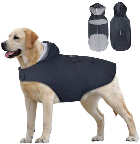 Idepet - Mantella per cani con cappuccio e foro per il collare, impermeabile e riflettente, per cani di piccola, media e grande taglia