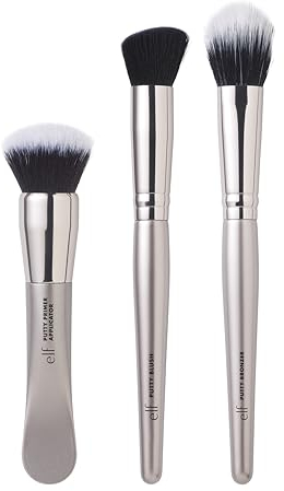 e.l.f. Putty Tools Trio, tre pennelli viso per prodotti e.l.f Putty, realizzato con setole sintetiche Duo Fiber, prodotto vegano e non testato sugli animali