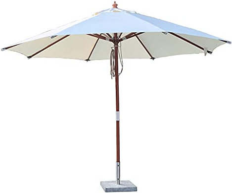 VIROYA Outdoor-Strandschirm mit UV-Schutz, Holz-Gartenschirm, 250 cm, Sonnenschirm, 4,8 cm, Massivholz, Mittelsäule, Sonnenschutz, wasserdicht, Garten-Sonnenschirm für Strand, Pool, Terrasse gut, a, A