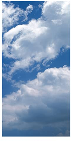 Fensterfolie 3D Fensterfolie Selbstklebend Blickdicht Statische Folie ohne Klebstoff Sichtschutz Milchglas Fensterfolien Büro und Zuhause Dekofolie Anti-UV 90x200 cm - Blauer Himmel Und Weiße Wolken