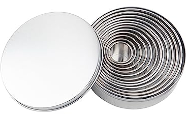 JCAKES Tortiera Tortiera Tonda Set teglie in Acciaio Inox Adatto per Forno lavastoviglie Stampo per Torta Set 12 Pezzi