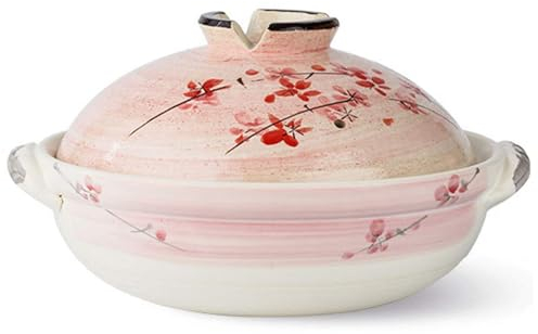 Casserole Dishes,Japanese Colorful Donabe Ceramic Hot Pot, Heat Resistant Casserole with Lid,Small Round Earthenware Clay Pot, Rice Cooker for Stew Soup Noodles,1.2L