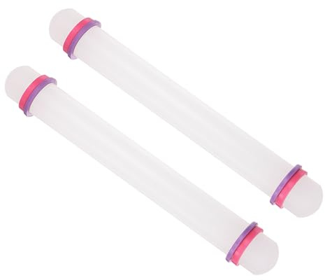 CoCud Fondant Rolling Pin, 9 Length, PP Plastic Non-Stick Guide Rings Fondant Roller Dough Roller - (Applications: for Baking DIY), 2-Pieces