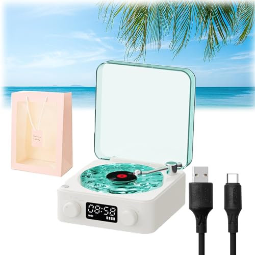 The Waves Vinyl Player, 2024 New Vinyl Record Player With Speakers, Bluetooth Vinyl Record Player Waves, Waves Vintage Vinyl Record Player Bluetooth Speaker For Bedroom, Office, Party (blue)