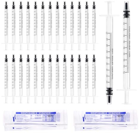 110 Stück 1 ml Kunststoff Spritzen mit Kappen ohne Nadeln Kolostrumspritzefür Nachfüllen und Messen von Flüssigkeiten Wissenschaftliche Labore Haustierfütterung (Sterile Einzelverpackung)