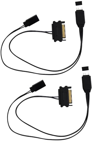 LANMINGLEL 5V 3PIN ARGB Controller SATA 3PIN Splitters integriertes Lichtmodus Kabel für Motherboards ohne 5V oder ARGB DIY Lüfter, Lichtstreifen 2 Stück
