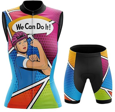 Conjunto Ciclismo Mujer Verano Maillot Bici MTB Sin Mangas Ropa Ciclista | Chaleco Ciclo y Pantalones Cortos Carretera con 19D Gel Acolchado,Completa Traje Bicicleta Transpirable Secado Rápido