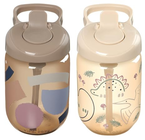 Vital Baby Sippy Straw Cup 350ml, 12m+ 2 Pack | Non-Spill Silicone Straw | A soft non-spill silicone straw and protective hygiene cover make independent drinking cleaner at home or on the go.