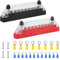 Lot de 2 barres de distribution - 150 A - 12 V-48 V CC - Avec couvercle - Borne à vis - Pour voiture, camion, bus, bateau, RV (boulons de raccordement M6 + boulons M4)