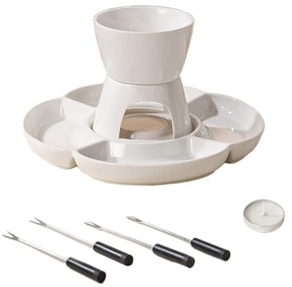 Fondue Maker Set, Ceramic Fondue Set, Interactive Fondue Set, Cheese Fondue Maker, Chocolate Fondue Pot, Candy Fondue Set, Candle Heating Fondue, Ceramic Hot Pot, Tray Fondue Set, Chocolate Melt Set,