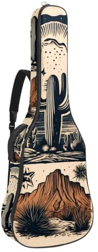 Western-Boho-Set Gitarrentasche, gepolsterter Rucksack für Akustikgitarre, Rucksack mit verstellbaren Schultergurttaschen, Multicolor 01, 42.9x16.9x4.7 in, Lässiger Tagesrucksack