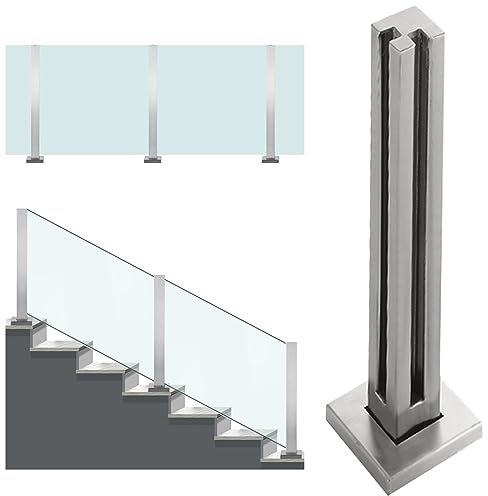 Moderna ringhiera in acciaio inox per scale, semplice guardrail per balcone, terrazza e patio, elegante pannello quadrato grigio con fessura ideale per giardini e sicurezza.