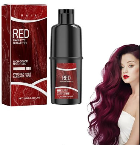 Hair Dye Shampoo, Shampoo Colorante per Donna, Black Hair Dye shampoo 3 in 1, shampoos colorante per Donna Uomo, colorante Capelli Istantaneo, shampoos Capelli Colorati, 100ml (Rosso)
