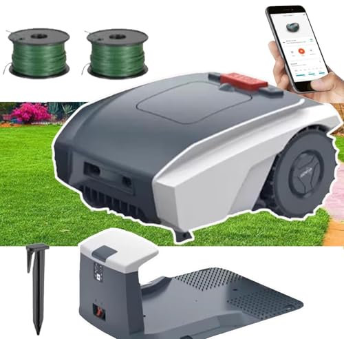 HQYMXYGEUR Robot Lawn Mower 1/4 Acre With Boundary Wire,18v 4.4ah Gps Automatic Cordless Mower-Parallel Paths Mowing,25% Slope+Battery&Charger Included(Grey)
