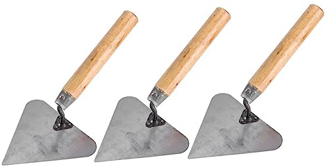 SEWOART 3piezas Llana De Albañil Triangular Paleta De Hormigón Acero Inoxidable Mango De Madera Para Ladrillo