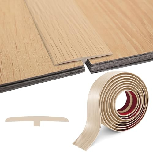 BOUFEIDA Übergangsprofil Selbstklebend, 2Mx5CM T Profil Übergangsschiene | PVC Türschwellen Leiste, Türübergangsleisten, Übergangsleiste boden vinyl für Verbindungsböden Lücken