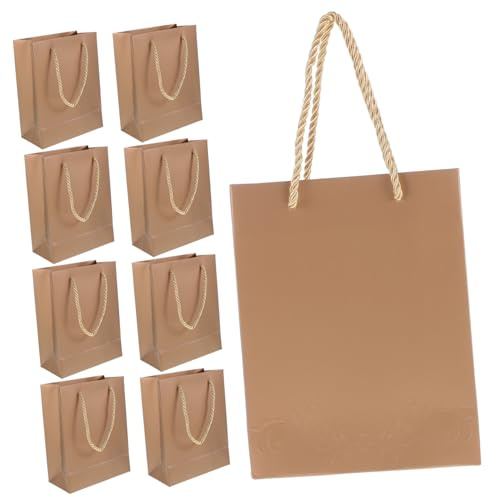 DECORNIJIA 10 Stück Goldene Papiertragetaschen mit Henkel Kleine Geschenktüten für Party Einkauf und Geschenkverpackung Stabil und Vielseitig für Süßigkeiten Kleinigkeiten als Mitgebsel