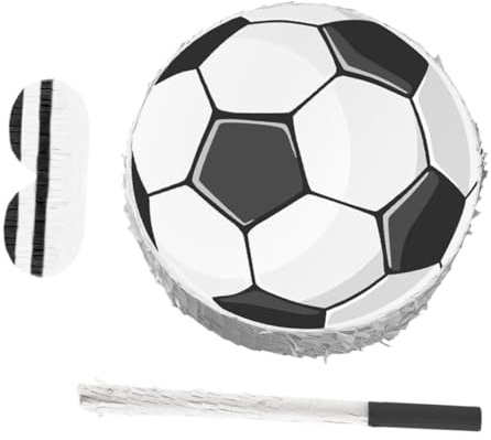 HEALSOPTHY Fußball Pinata Geburtstag Party Spiel mit und Augenbinde aus Robustem Karton Fußball Party Dekoration für Jungen Sport Mottoparty Zubehör