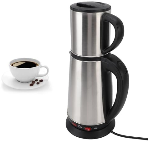 YUEHISY Fabricante de té Turco Eléctrico, Juego de Doble Tetera de Acero Inoxidable 1L y 2L, con Infusor Desmontable, para Elaboración de Cerveza Casera de té (Enchufe de la UE 220V)