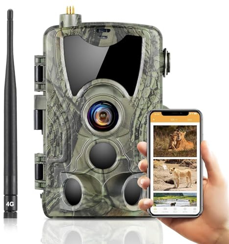 VanBangTec Camera de Chasse 4G APP, 120MP 4K Caméra Chasse avec Carte SIM, Envoi de Photos, Vidéo en Direct, Piege Photographique Nocturne 850 nm IR LED, Caméra de Chasse avec Détecteur de Mouvement