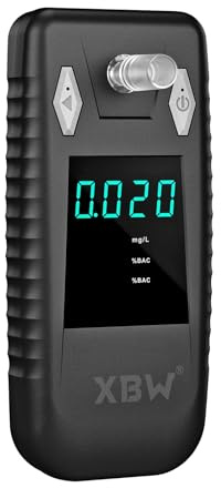Breathalyzers for Alcohol Rechargeable | 3s Preheating Fuel Cell Sensor | Professional-Grade Alcohol Breathalyzer Tester for Personal | 4s Quick Test | with 10 Mouthpiecesy and Portable Case