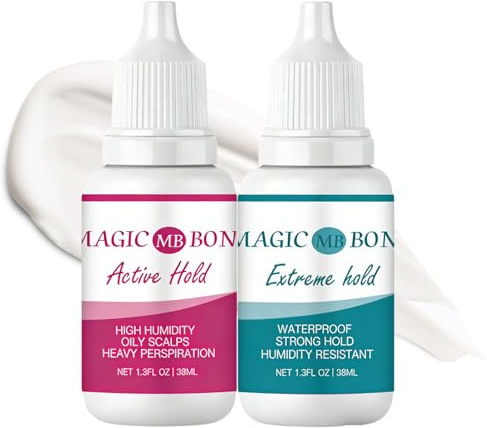 Lace Wig Glue - Strong Hold Wig Glue Lace Front - Hair Bonding Glue - Invisible Bonding Adhesive for Wigs - Waterproof Latex-Free and Oil-Resistant Adhesive - Clear Finish(38ml*2)