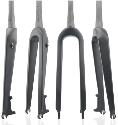 HZXQCVB 26/27,5/29 Pouces VTT Fourche Rigide en Fibre De Carbone Frein À Disque Libération Rapide 9 X 100mm Fourche Avant Tube Droit/Conique 1-1/8''(1-1/2''Matte Black,27.5'')