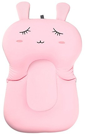 Belupai Baby Badewanne Pad - Faltbare Neugeborenen Badewanne Sitz mit Unterstützung Kissen Mat (Rosa Kaninchen)