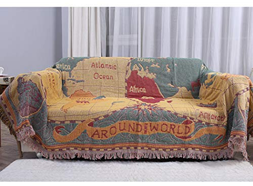 BINGMAX Gewebte Überwurfdecke, 100% Baumwolle, mit Fransen, Handtuch/Steppdecke für Couch, Karte Strickdecke, 130X180 cm Tischdecke Klavierdeckel Freizeitdecke