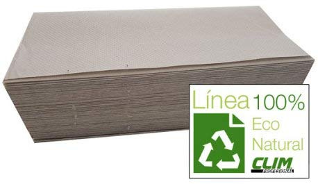 3.000 Toallas secamanos ecológicas tissue formato Zig Zag 100% papel reciclado. Caja con 3000 uds en 20 paquetes de 150 uds cada uno.