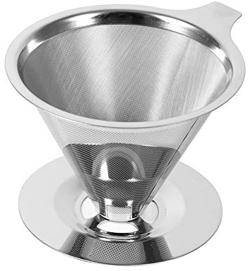 Mavis Laven Kaffeefilter, Edelstahl über Kaffee Dripper Doppelschicht Mesh Filter Cup Ständer für Home Office Restaurant verwenden