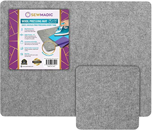 Wool Pressing Mat Large Set 18 x 24” Plus 10 x 10 Portable Size - Thick Quilters Ironing Pad for Embroidery and Patchwork - Professional Supplies, Notions, and Accessories, for Sewing Quilts