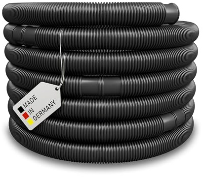 Schwimmbadschlauch Ø 38mm Saugschlauch Poolschlauch Solarschlauch Pumpenschlauch mit Muffen Made in Germany (13,5 m, Schwarz)